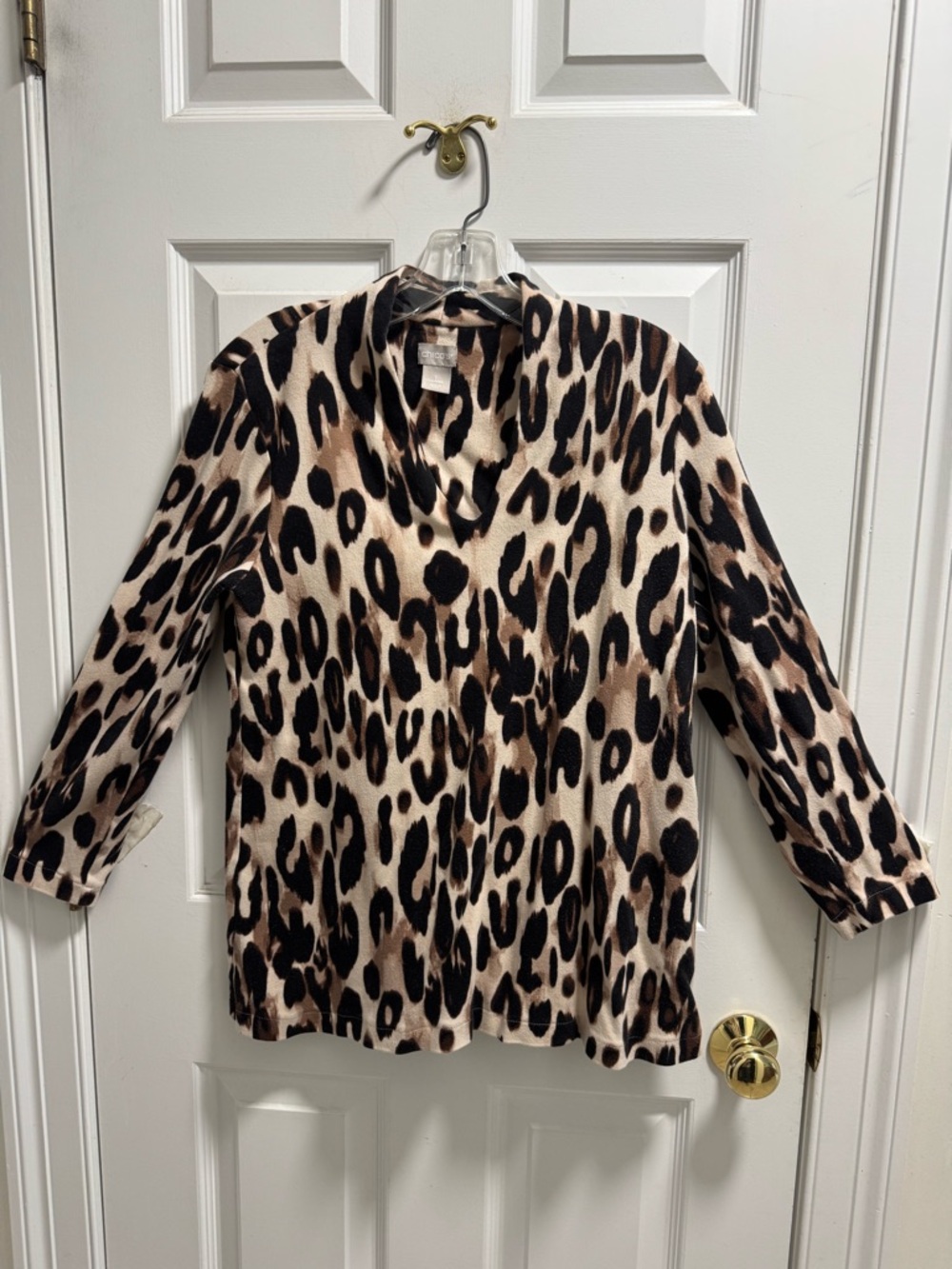 Chico's Crème, Brown and Black Leopard Print Tunic